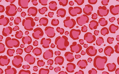 ヒョウ柄、レパード柄、アニマル柄のシームレスパターン、背景、ベクターデーター、総柄　ピンク