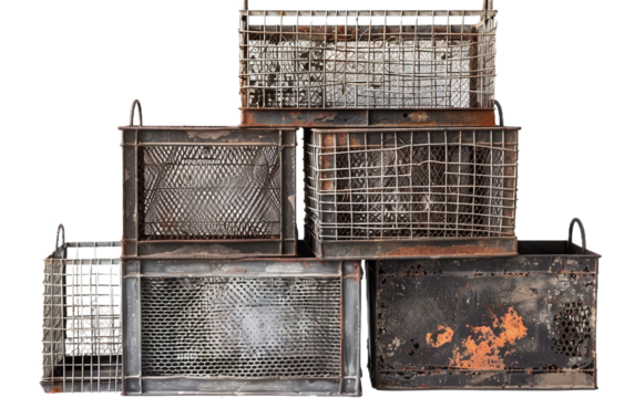 Wire Mesh Storage Solutions on the Transparent Background