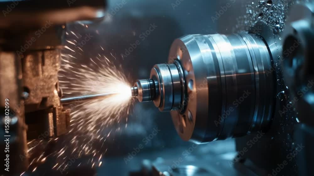 Poster close-up shot of a machine emitting sparks, ideal for use in technology and industry related project