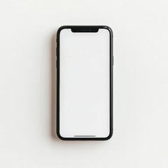 Modern smartphone with blank white screen display on clean background