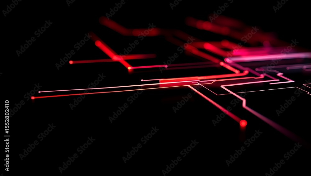 Poster abstract digital light particles expanding into a vast futuristic network of data flow