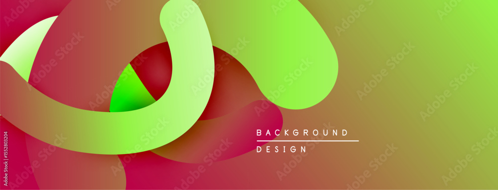 Poster Abstract fluid shapes, vibrant colors blend. Gradient background creates dynamic visual effect. Modern design element.