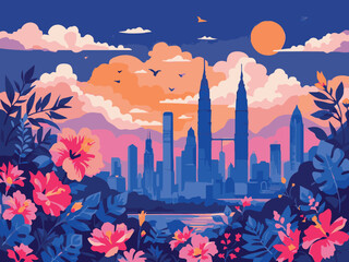 Obraz premium kuala lumpur malaysia petronas tower vector illustration