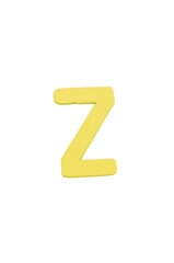 lettera alfabeto Z realizzata in legno colorato isolata su sfondo bianco o trasparente