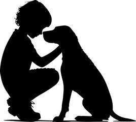 A Boy and His Dog Silhouette | Best Friends & Unconditional Love Vector