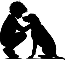 Child and Dog Friendship Silhouette | Love, Care, and Companionship Vector