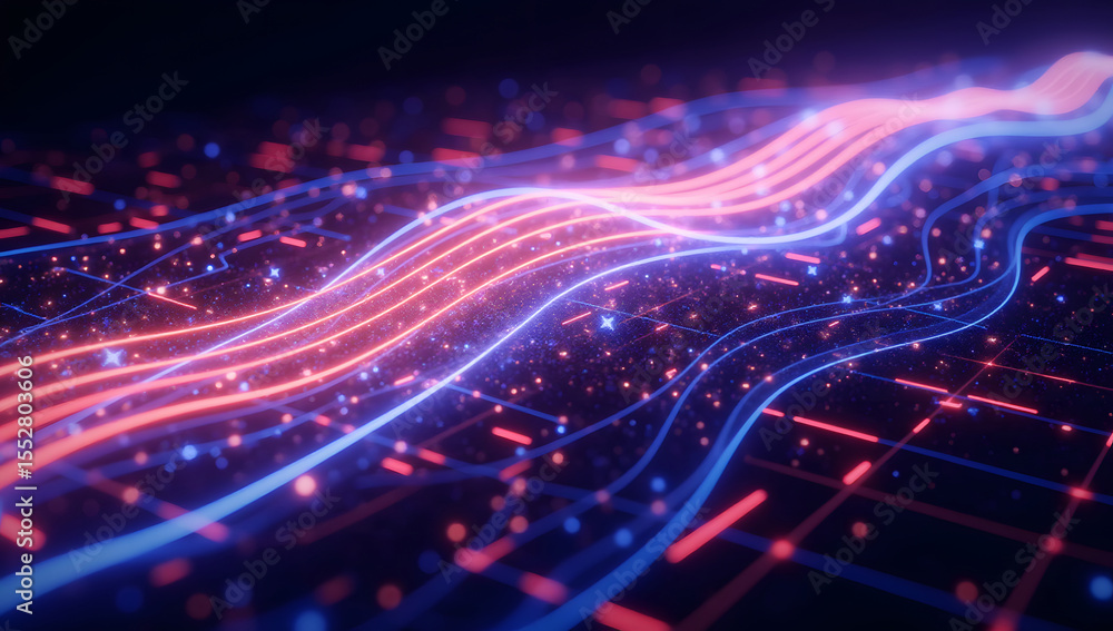 Poster abstract light three-dimensional luminous particles technology sense kv main visual background