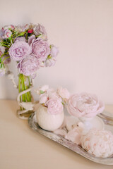 Elegant Floral Arrangement of Purple Roses in a Vase Handmade wax candle 