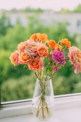 Delicate fresh  bouquet in a home interior 