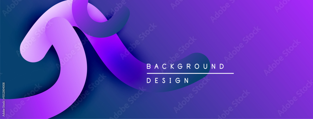 Poster abstract purple design features flowing ribbons, gradients. modern background ideal for presentation