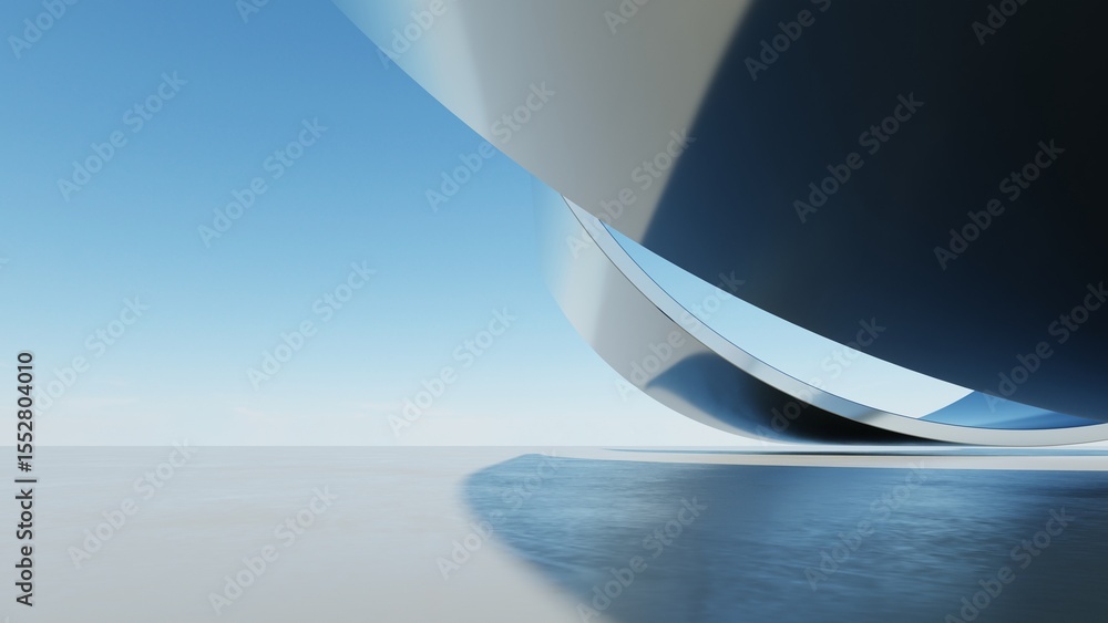 Poster 3d illustration of abstract wavy architecture background, minimal curved geometry architectural desi