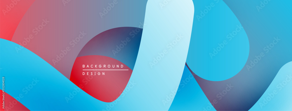 Poster Abstract fluid shapes, vibrant colors, modern design. Overlapping layers create dynamic composition, smooth gradients present.