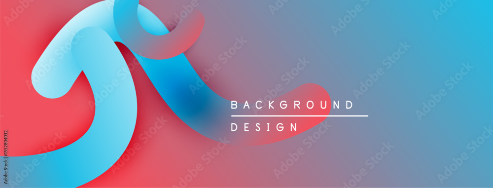 Poster Abstract fluid shapes, vibrant colors blend. Modern design, smooth gradients create dynamic visual effect. Background features text elements.