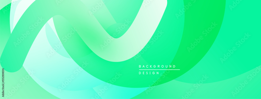 Aufkleber Abstract green layers create flowing dynamic backdrop. Smooth curves suggest movement, modern aesthetic. Light gradients add depth.