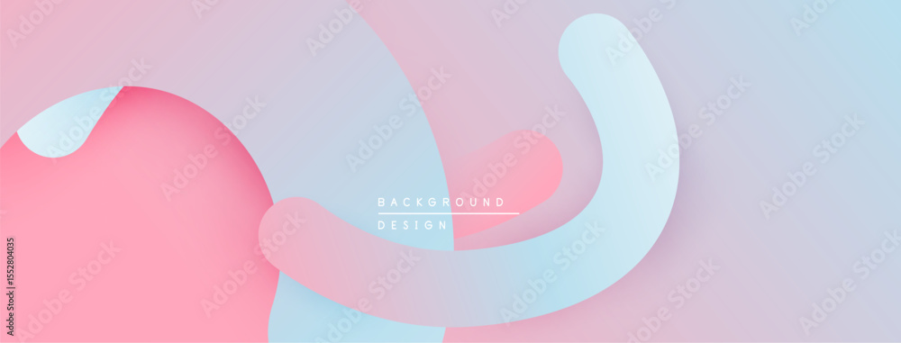 Aufkleber Abstract pastel layers overlap, creating soft visual flow. Minimalist design with gentle color gradients. Background features text.