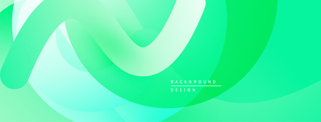 Fototapeta premium Abstract green layers create flowing dynamic backdrop. Smooth curves suggest movement, modern aesthetic. Light gradients add depth.