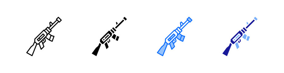 Rifle Multiple Style Icon Set Vector 