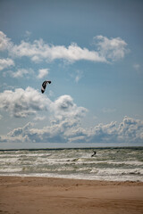 kite surfing in the ocean