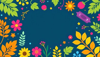 Obraz premium a vibrant scene filled with colorful floral patterns, set against a dark background