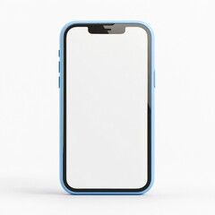 Blue smartphone case with black bezel on modern white background
