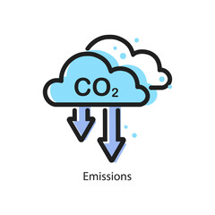 CO2, ecology, cloud icon. Carbon dioxide reduction. Vector illustration.