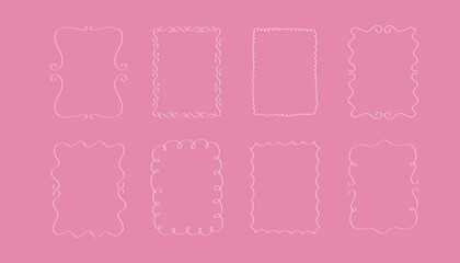 Quirky trendy Frame, Hand Drawn  Borders for Wedding Invitation, Whimsical frames for birthday card, Squiggly and Wavy Borders. Minimalist line art