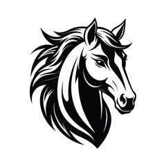 Stylized Black and White Horse Head