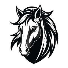 Stylized Black and White Horse Head