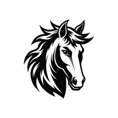 Stylized Black and White Horse Head