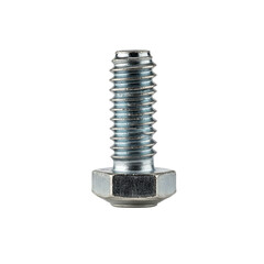 A close-up of a metallic hex bolt with a threaded shaft and a hexagonal head. The background is...