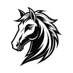 Stylized Black and White Horse Head