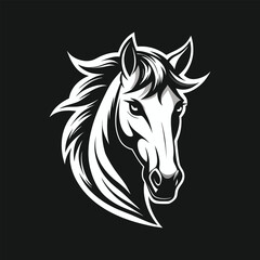 Stylized Black and White Horse Head