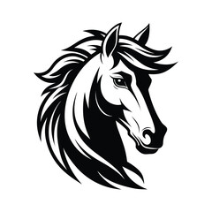 Stylized Black and White Horse Head