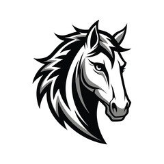 Stylized Black and White Horse Head
