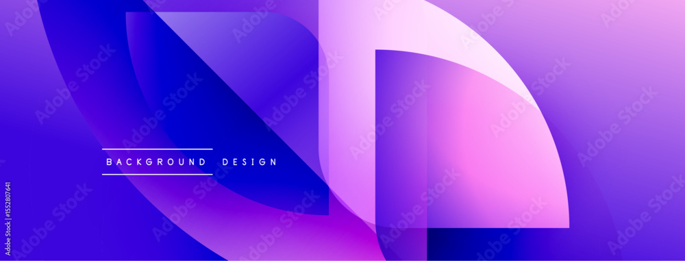 Poster Abstract gradient shapes overlap, creating dynamic visual effect. Purple, pink hues dominate composition. Modern design element.