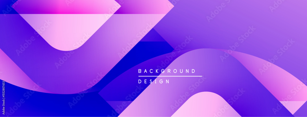 Poster Abstract purple background. Fluid shapes overlap, creating dynamic visual effect. Modern design elements present.