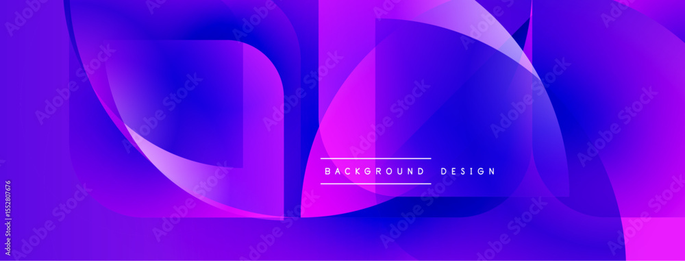 Poster Abstract purple design. Smooth shapes overlap, creating dynamic gradient effect. Modern background for digital projects.