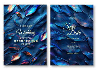 Blue floral wedding invitation template, business brochure template, wedding invitation template, universal background, versatile vector background, creative brochure template, invitation template