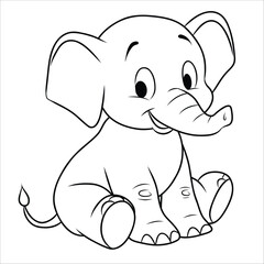 Baby elephant coloring page - vector illustration