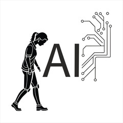 Human Evolution Towards AI and Technology Concept.

