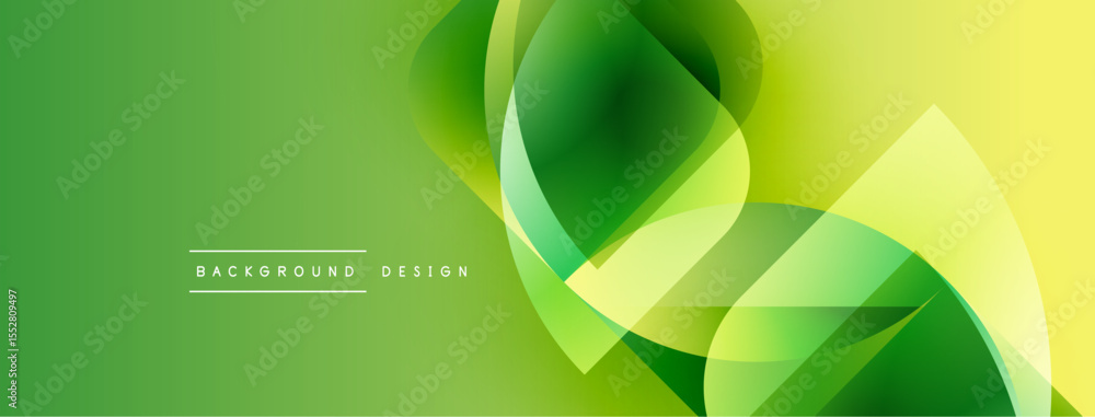 Leinwandbilder Abstract green background. Overlapping shapes create dynamic visual effect. Smooth gradients suggest movement, freshness. Modern design element.
