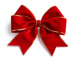 Red Velvet Christmas Bow with Gold Glitter Festive Decoration