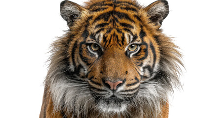 Obraz premium A close-up portrait of a majestic tiger with striking fur patterns. transparent background