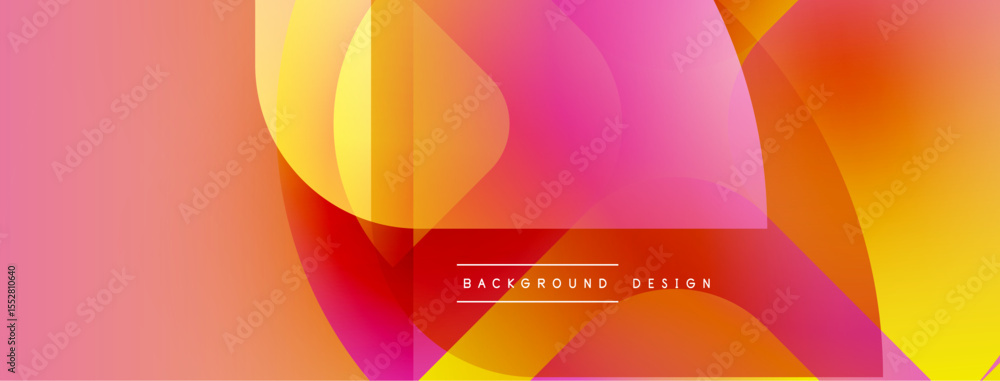 Poster abstract vibrant design. overlapping shapes create dynamic gradient effect. pink, orange, yellow hue