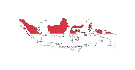 Indonesia Independence Day Vector Icon &ndash; Indonesia Map and Flag, suitable for infographic design and applications