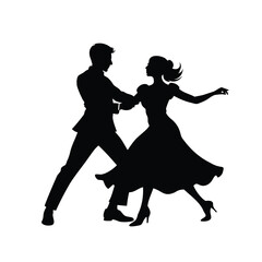 Elegant Couple in Silhouette Performing a Dance, Full of Style and Grace