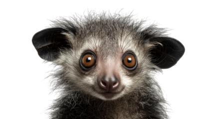Close-up portrait of a cute and curious young animal. transparent background