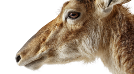 Close-up view of a graceful deer showcasing its elegant features. transparent background