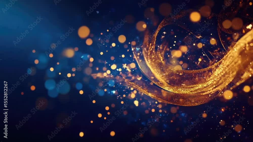 Poster a blurry image of a golden spiral pattern on a dark background, ideal for abstract or futuristic des