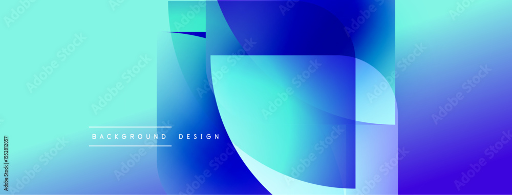 Aufkleber Abstract geometric shapes, blue hues, gradient background. Modern design elements create dynamic visual effect. Smooth transitions, clean lines.